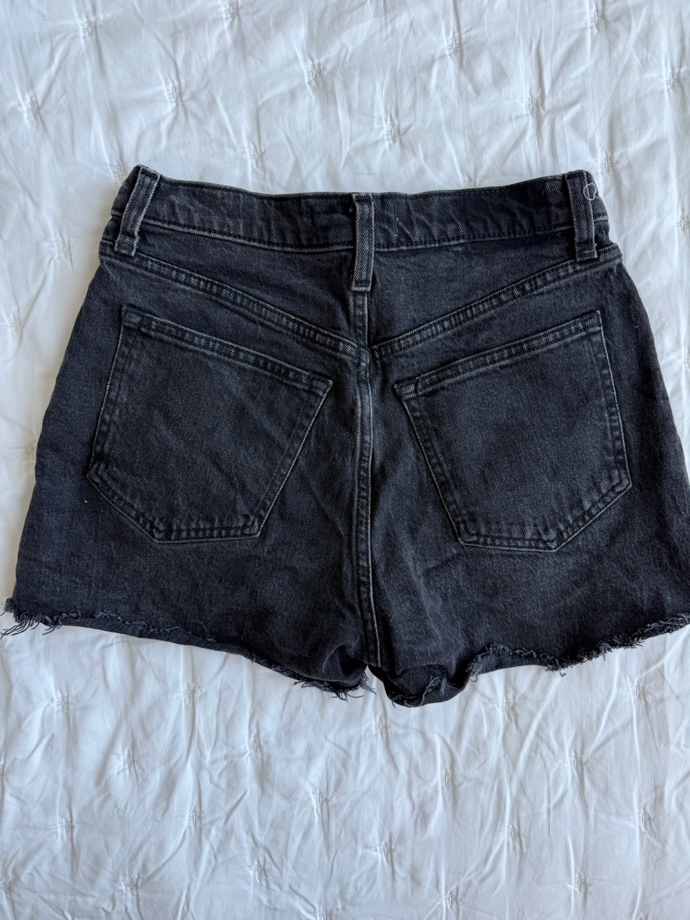 Abercrombie & Fitch Charcoal Frayed Denim Shorts - Picture 2 of 2